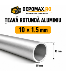 Teava rotunda aluminiu 10 x 1.5 mm, 6 metri (6060)